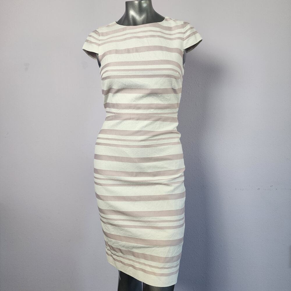 J.Crew Suiting Pink Stiped Cap Sleeve Sheath Dress | Women's 0